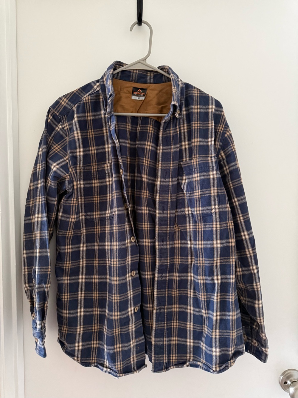 Men's Navy Plaid Flannel Shirt - Classic Button-Up